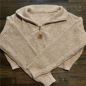 Tan Carhartt cropped knitted sweater